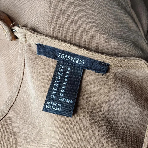Forever 21 Tan Tunic 3/4 Sleeve Blouse Size Medium - Picture 8 of 8
